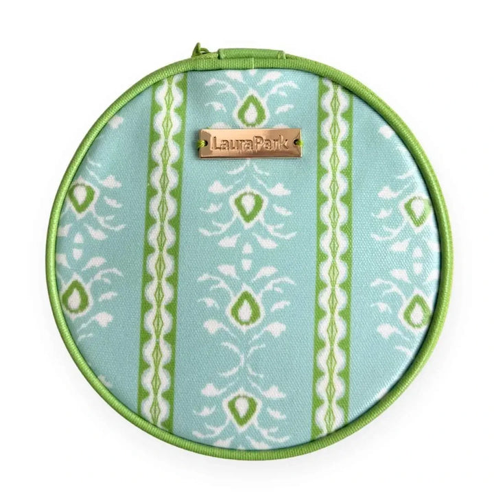 Round Jewelry Case - Rosemary Stripe Blue Jewelry Case Laura Park Design 
