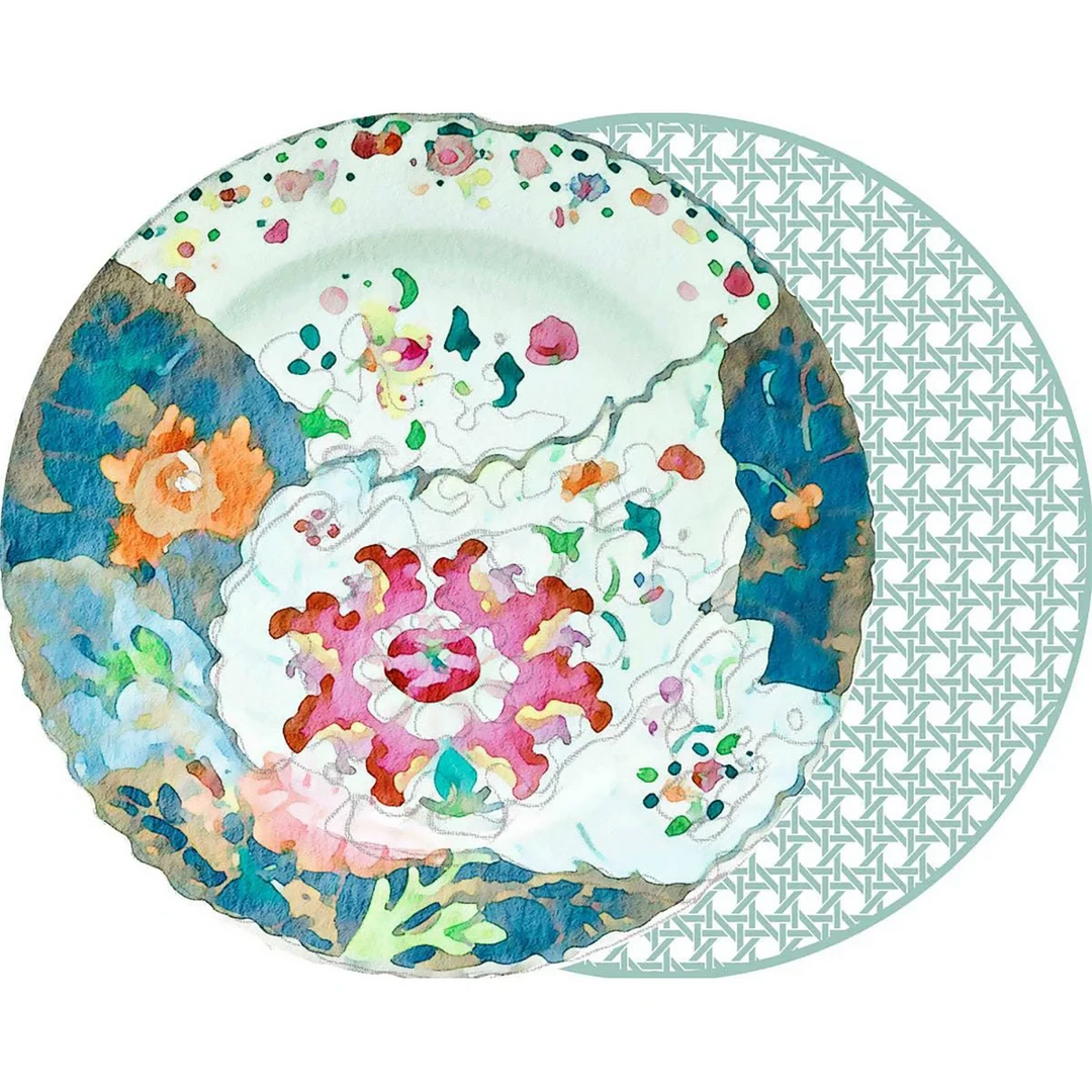 Round Two Sided Tobacco and Cane Sea Placemats - Set of 4 Placemats Holly Stuart 