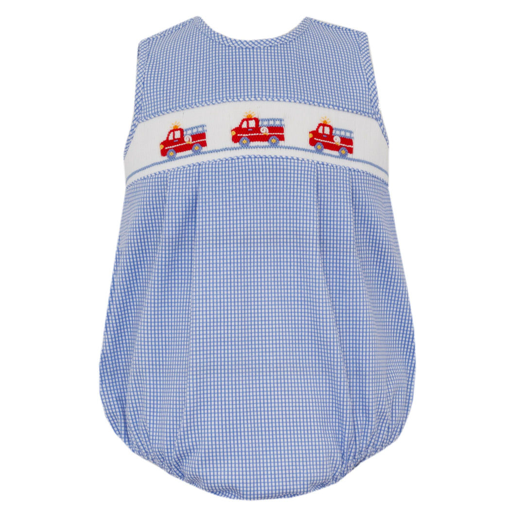 Royal Blue Gingham Firetruck Sunbubble Boy Bubble Petit Bebe 