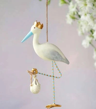 Royal Stork Ornament - Blue Christmas Ornament Glitterville 