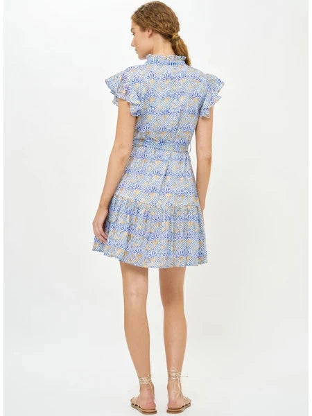 Ruffle Collar Button Mini - Florence Blue Womens Dress Oliphant 