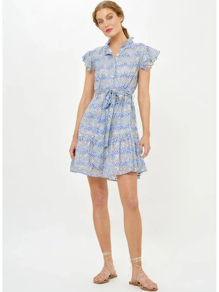 Ruffle Collar Button Mini - Florence Blue Womens Dress Oliphant 