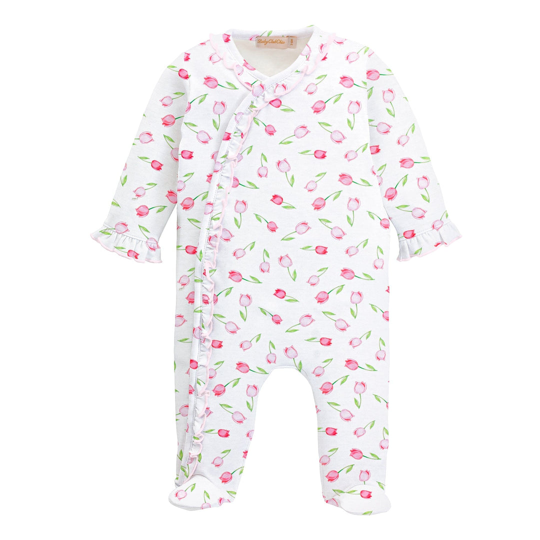 Ruffle Print Footie -Baby Tulips Girl Footie Baby Club Chic 