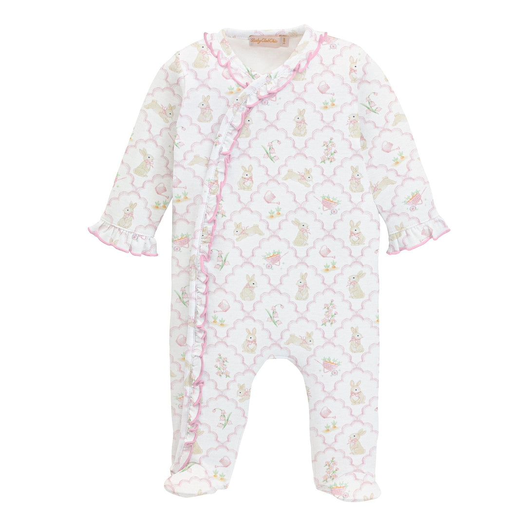 Ruffle Print Footie - Mosaic of Tails Girl Footie Baby Club Chic 