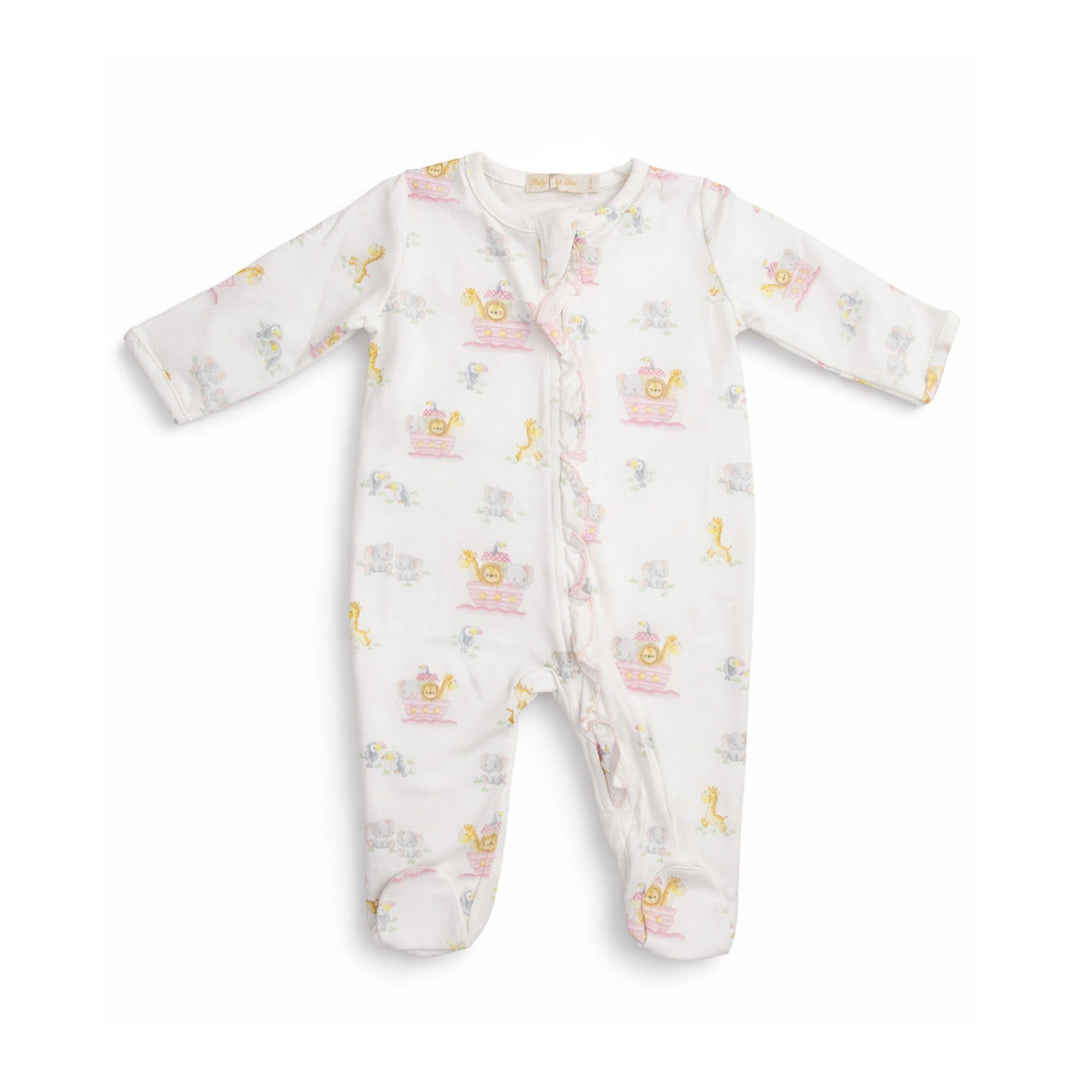 Ruffle Print Footie - Noah's Ark Pink Girl Footie Baby Club Chic 