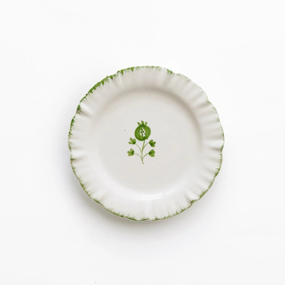Ruffled Appetizer Plate Dinner Plates Pomegranate Green 