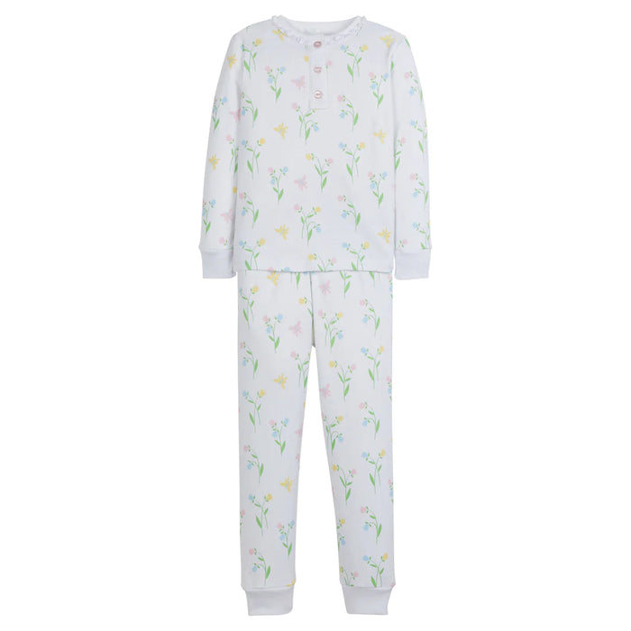 Ruffled Printed Jammies - Butterfly Garden Girl Pajamas Little English 