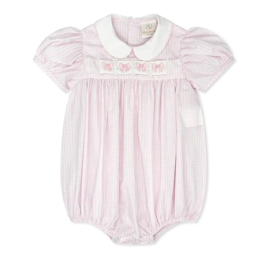Ruth Ribbon Bubble - Classic Pink Windowpane Girl Bubble Lullaby Set 