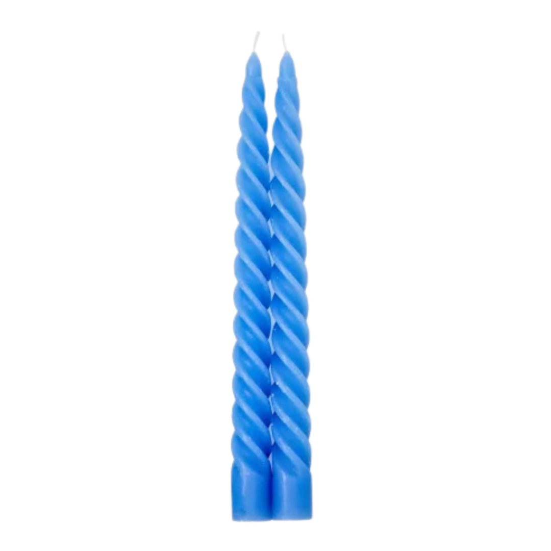 S/2 Taper Candles Candlestick Two's Company Cornflower Blue 