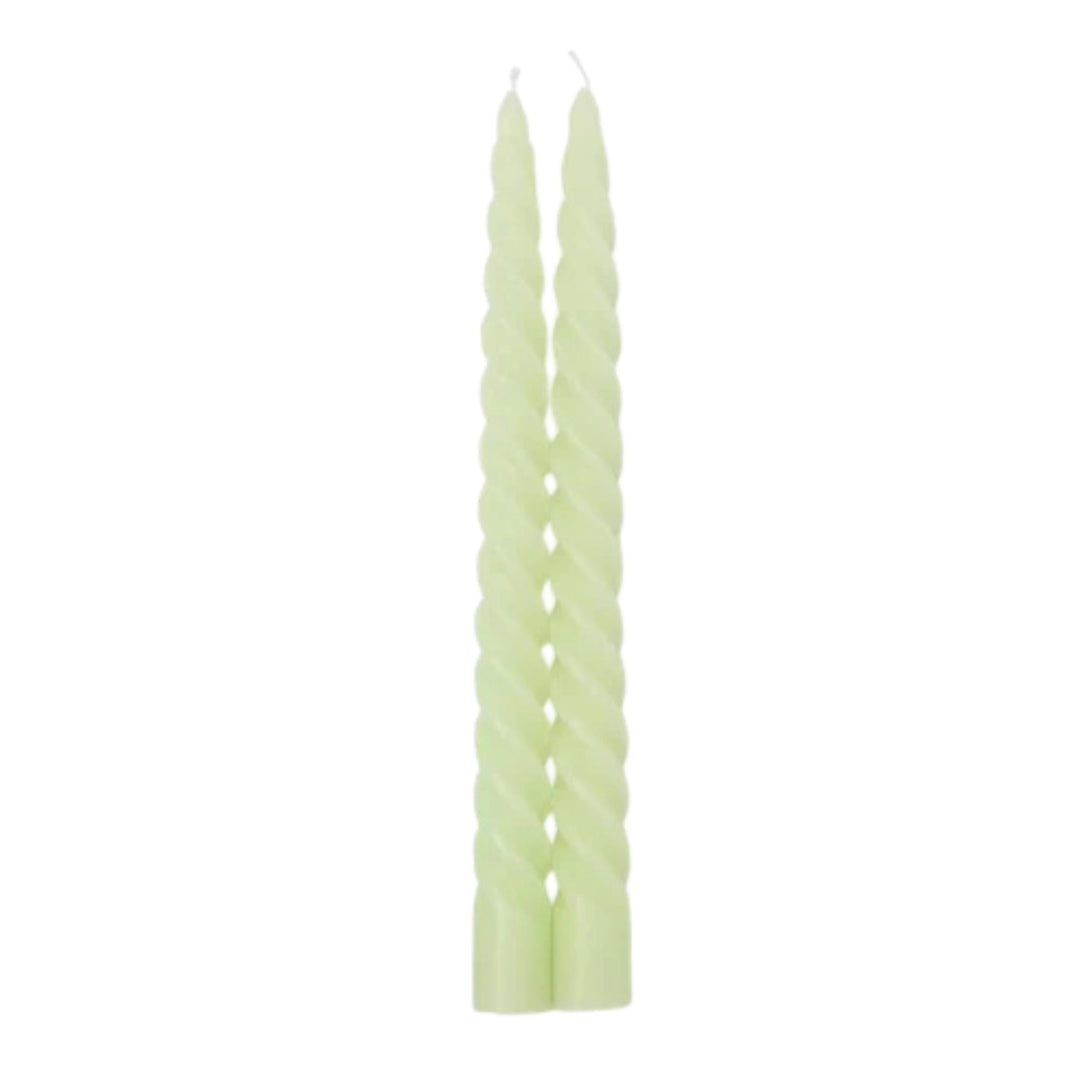 S/2 Taper Candles Candlestick Two's Company Pale Green 