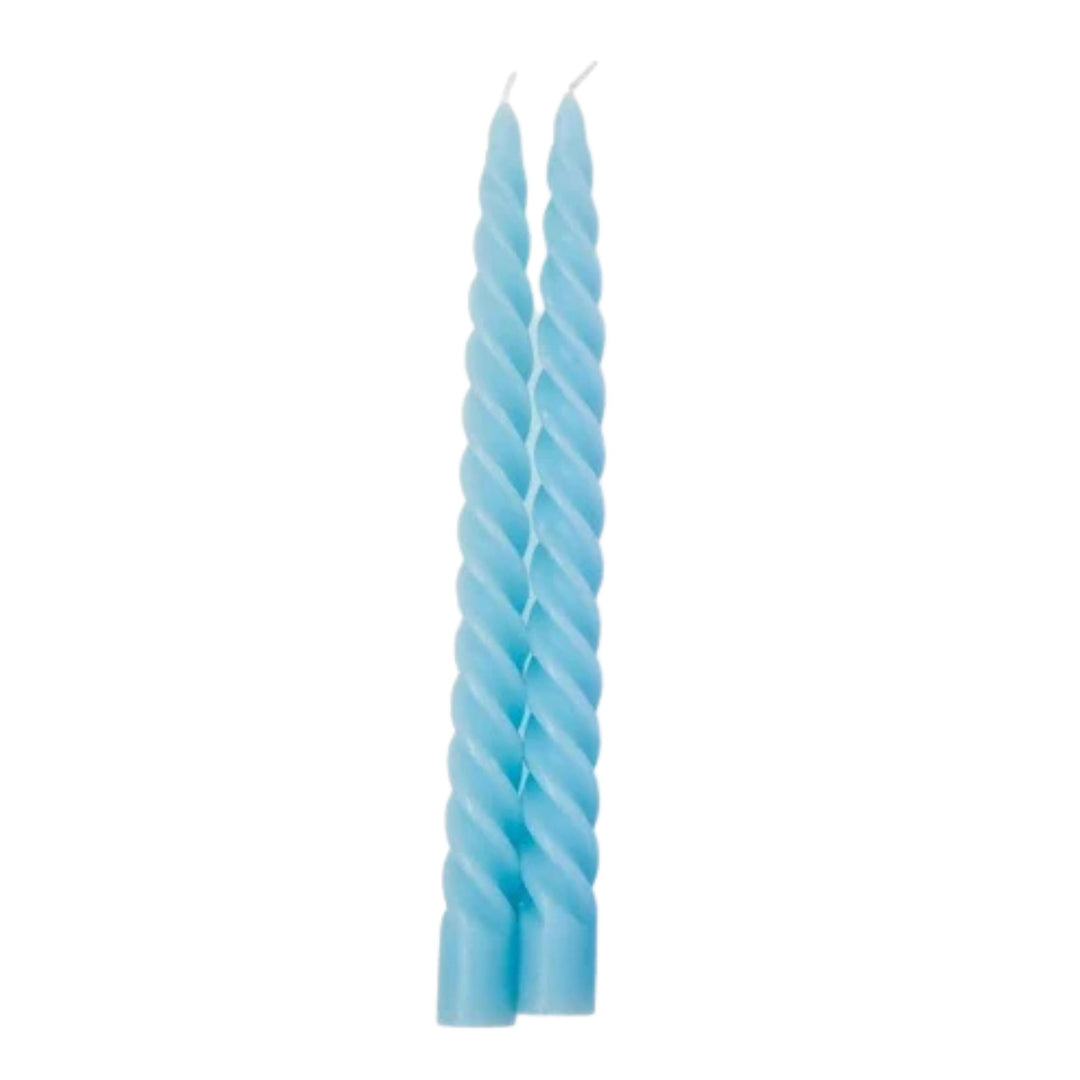 S/2 Taper Candles Candlestick Two's Company Sky Blue 