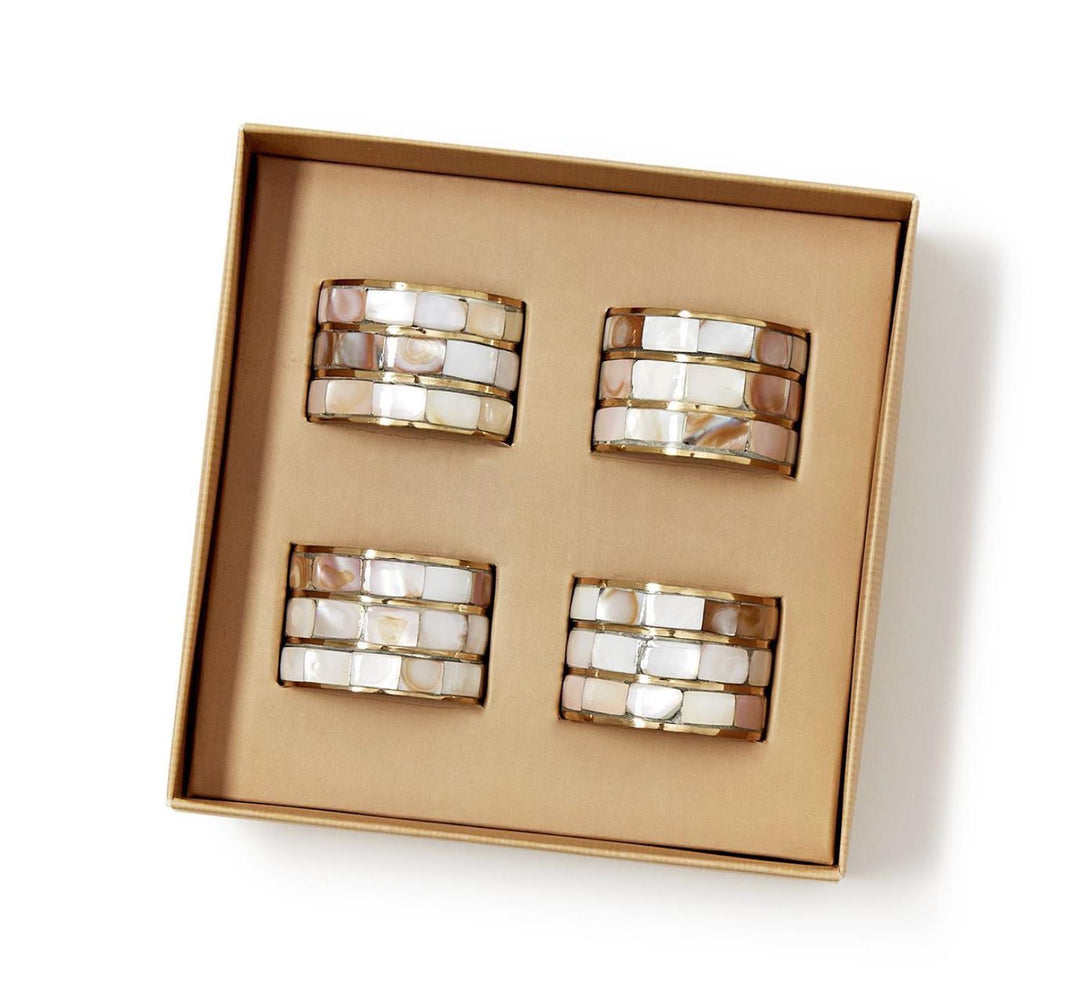 S/4 Mother of Pearl Napkin Rings Napkin Rings Two's Company 