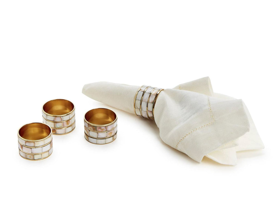S/4 Mother of Pearl Napkin Rings Napkin Rings Two's Company 