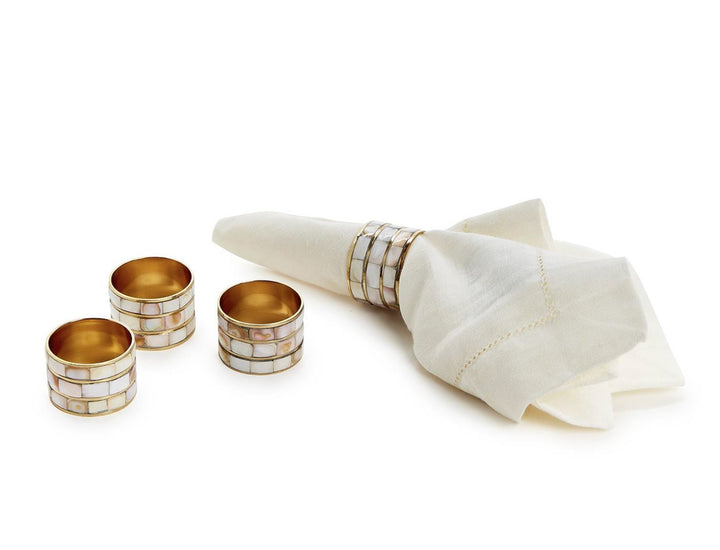 S/4 Mother of Pearl Napkin Rings Napkin Rings Two's Company 