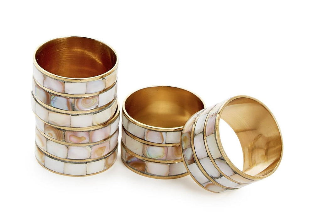 S/4 Mother of Pearl Napkin Rings Napkin Rings Two's Company 