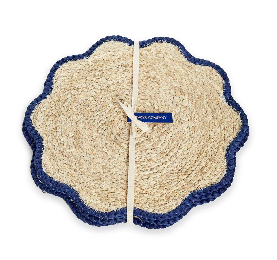 S/4 Scalloped Edge Placemats - Navy Placemats Two's Company 