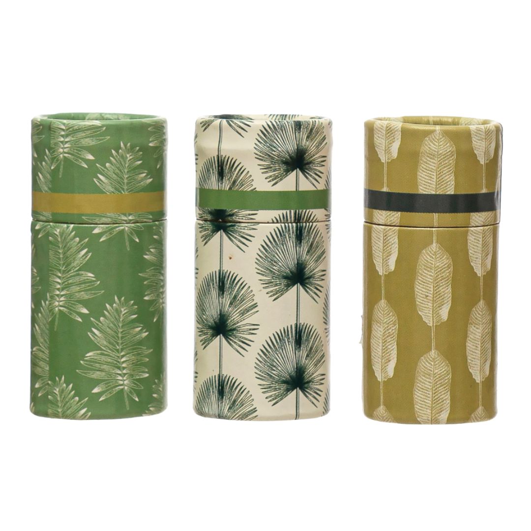 Safety Matches in Tube Matchbox with Leaves Print Matches Creative Co-Op 