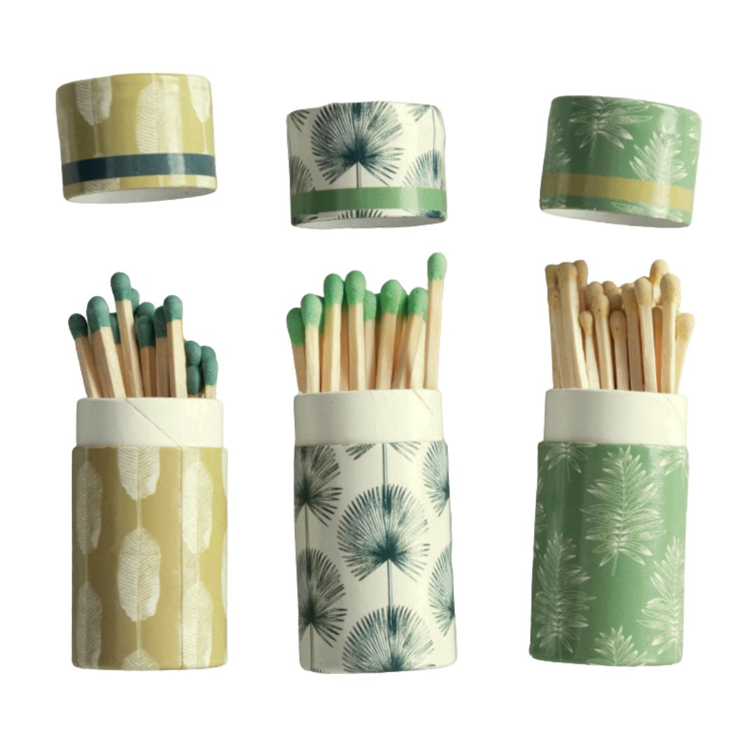 Safety Matches in Tube Matchbox with Leaves Print Matches Creative Co-Op 