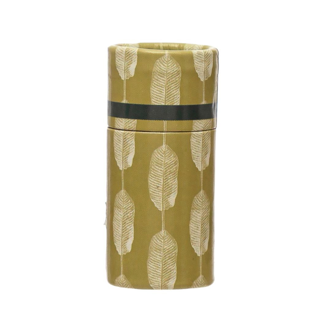 Safety Matches in Tube Matchbox with Leaves Print Matches Creative Co-Op Golden Grove 