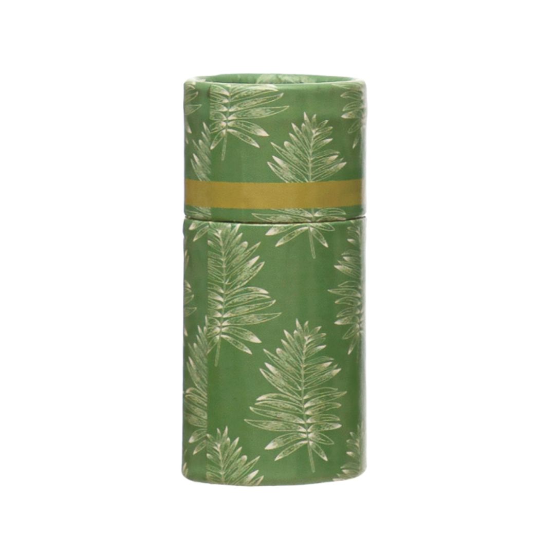 Safety Matches in Tube Matchbox with Leaves Print Matches Creative Co-Op Meadow Mist 