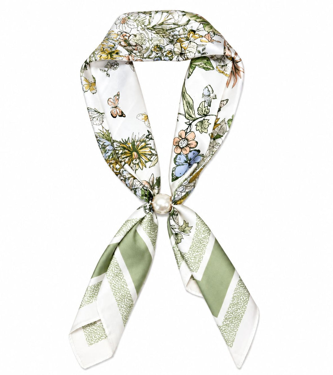 Sage Pearl Scarf Necklace Scarf Queens Designs 
