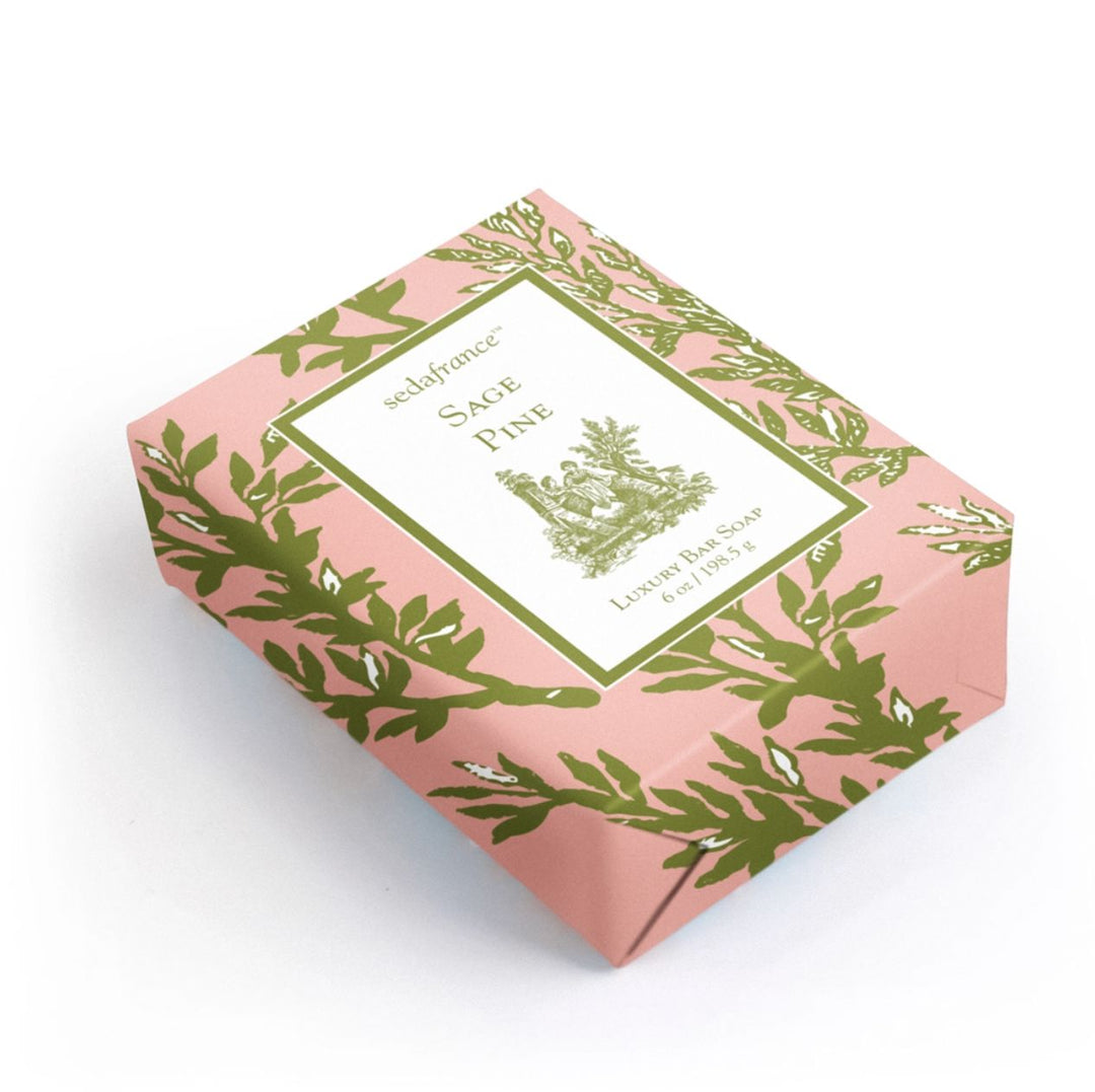 Sage Pine Classic Toile Paper-Wrapped Bar Soap Bath Soap Seda France 