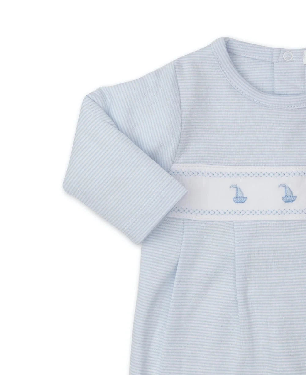 Sailboat Light Blue Stripe Footie Boy Footie Kissy Kissy 