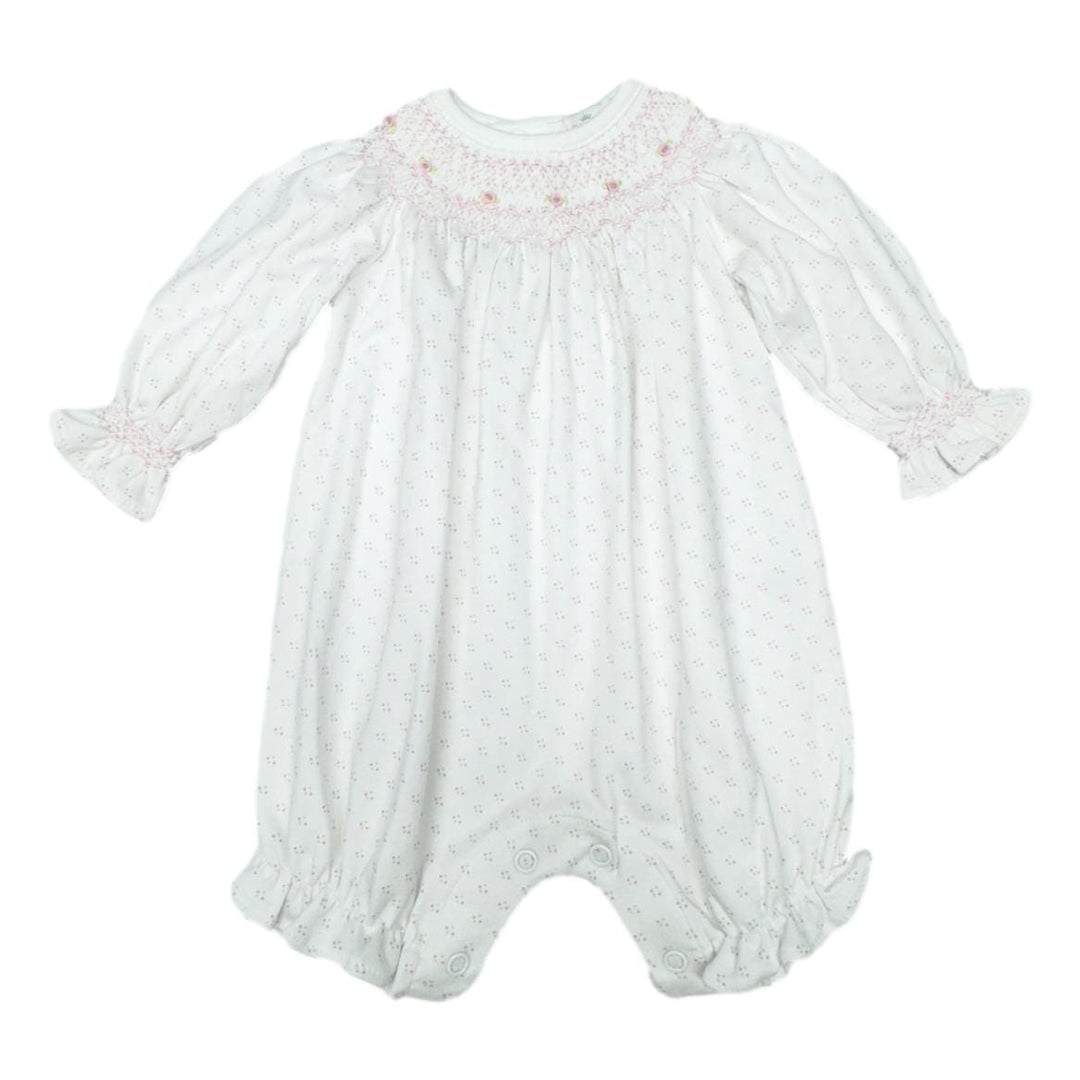 Sally Pink Dots Smocked Bishop Bubble Girl Bubble Baby Loren 