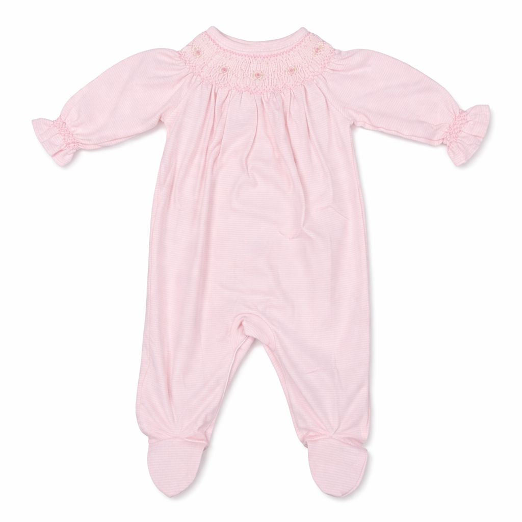 Sally Pink Stripes Smocked Pima Footie Girl Footie Baby Loren 