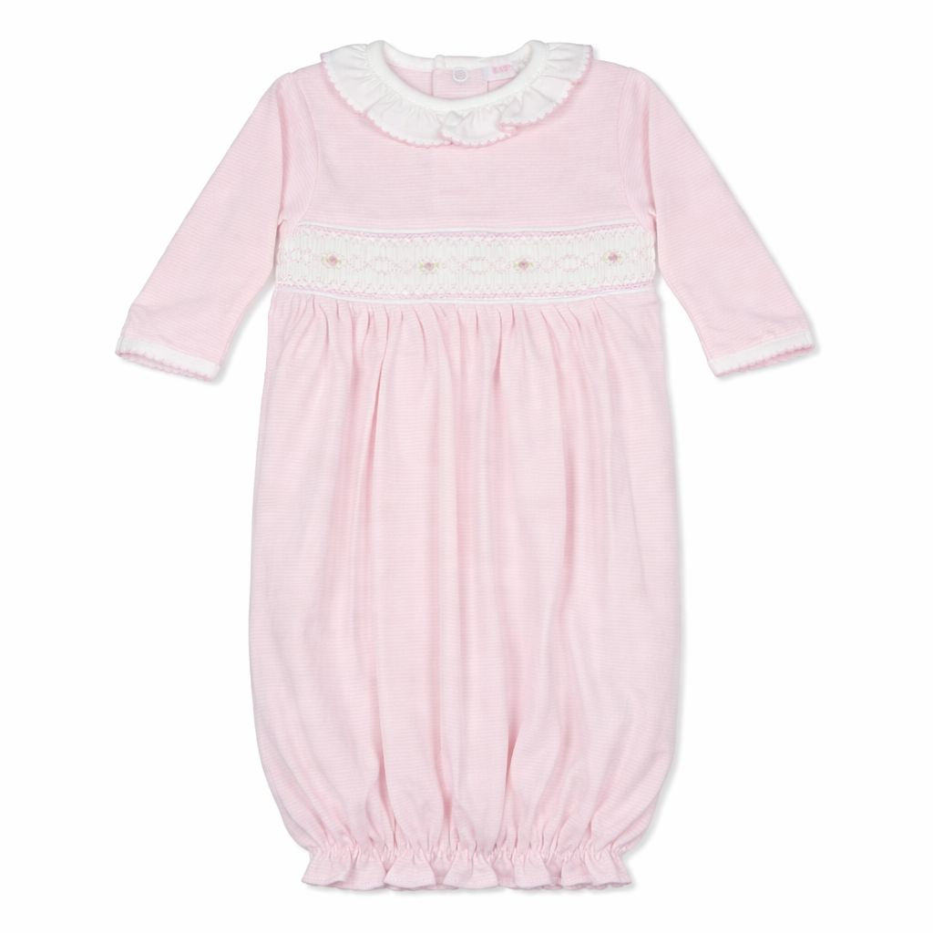 Sally Pink Stripes Smocked Pima Gown Girl Gown Baby Loren 