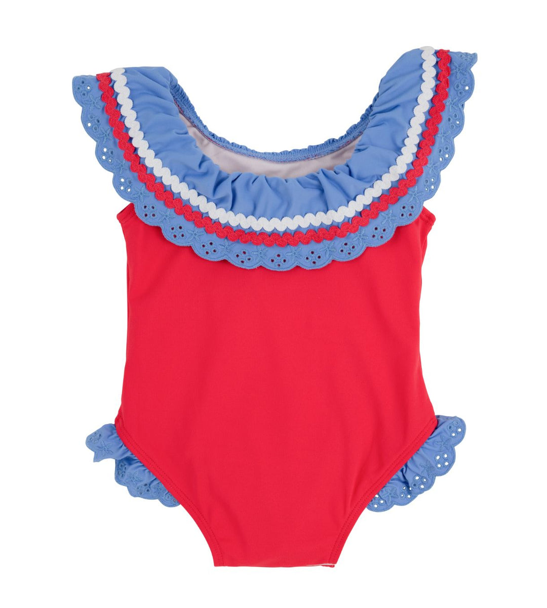 Sandy Lane Swimsuit - Richmond Red and Barbados Blue Girl Bathing Suit Beaufort Bonnet 