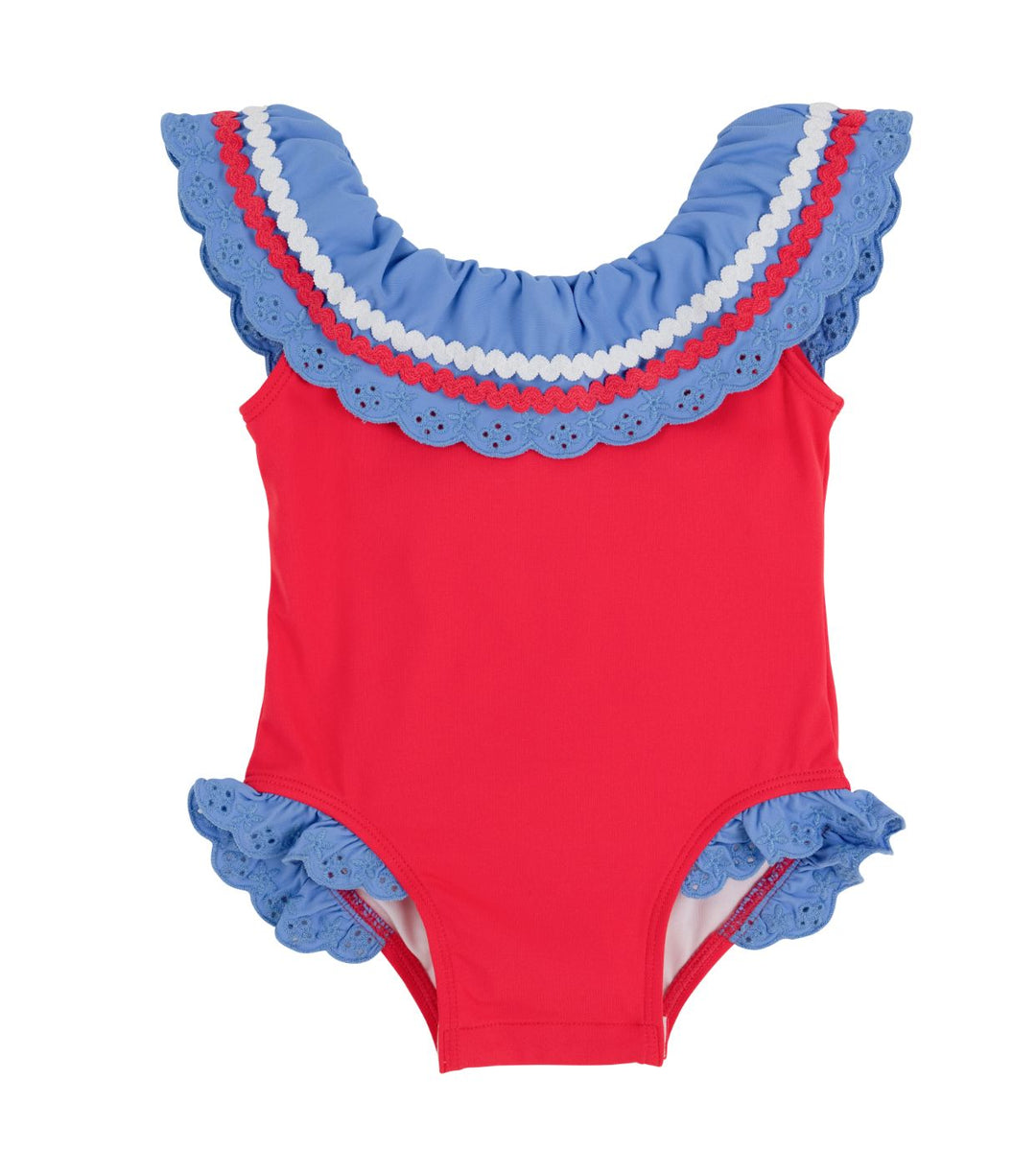 Sandy Lane Swimsuit - Richmond Red and Barbados Blue Girl Bathing Suit Beaufort Bonnet 