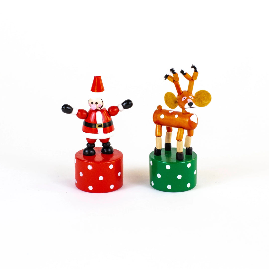 Santa and Reindeer Push Puppets Mini Toys Jack Rabbit 