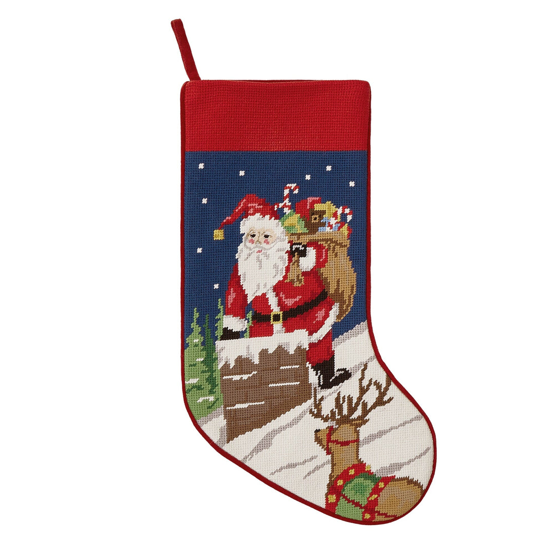 Santa Chimney Needlepoint Stocking Christmas Stocking Peking Handicraft 