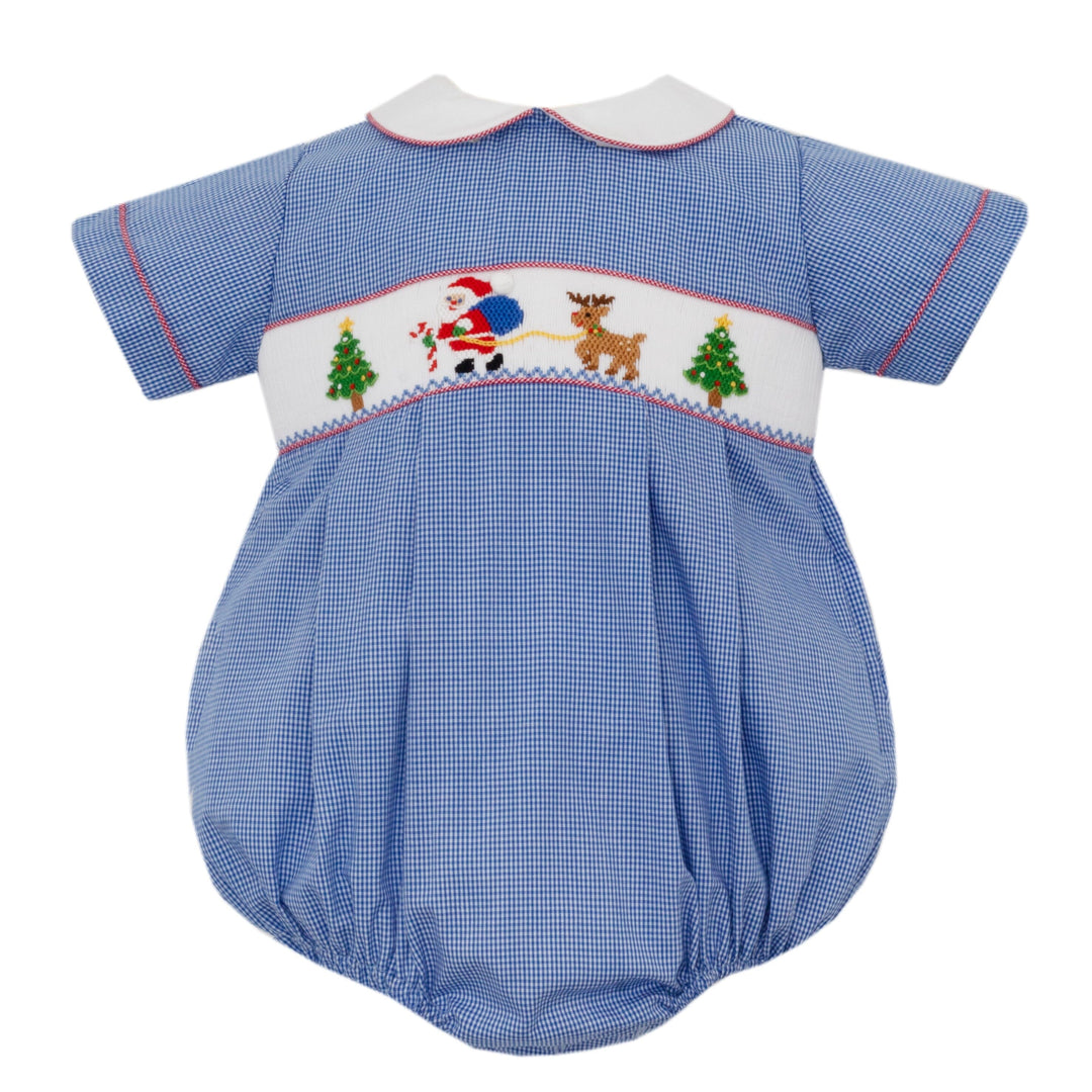 Santa Claus with Reindeer Smocked Bubble Boy Bubble Petit Bebe 