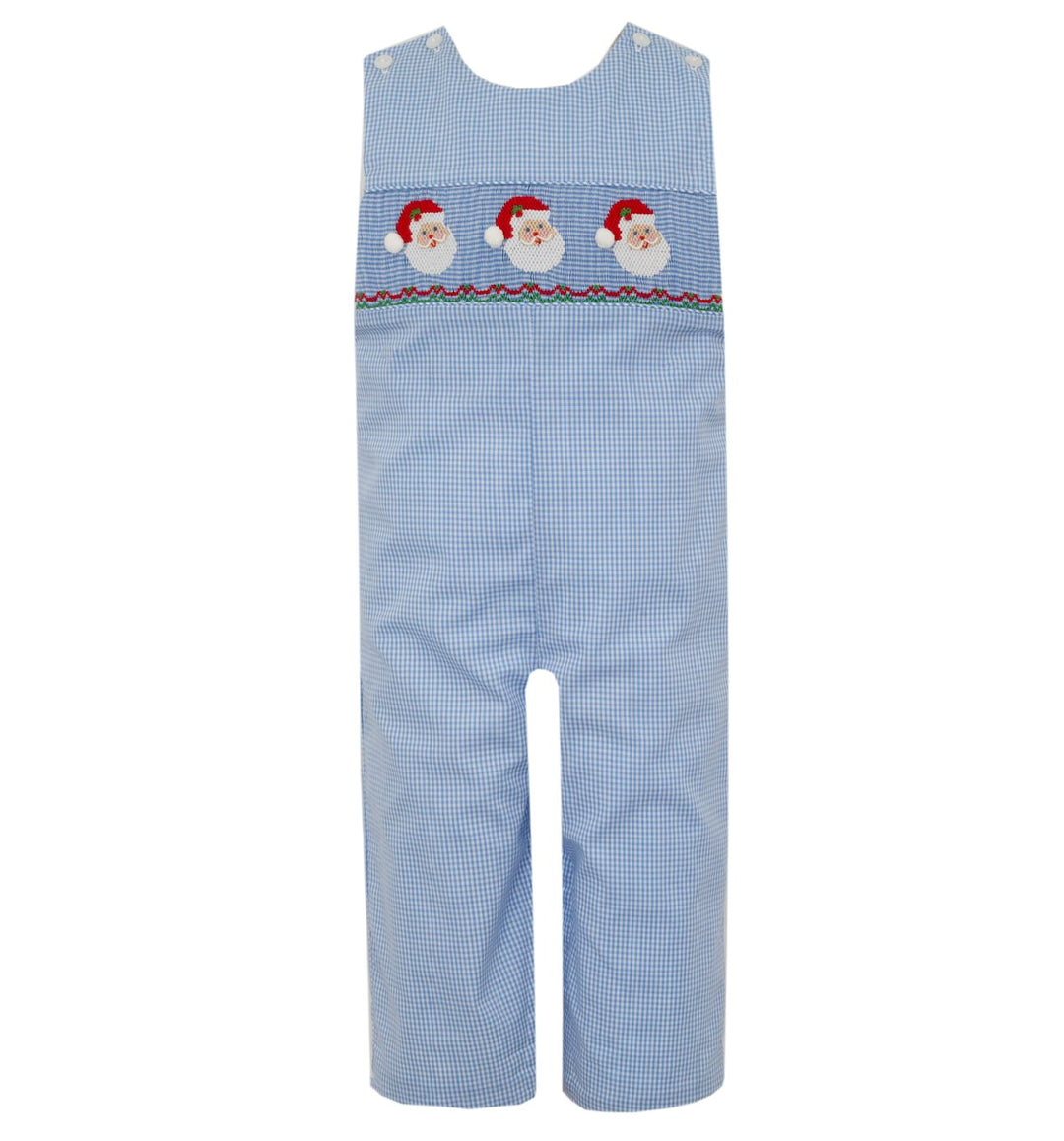 Santa Face Blue Gingham Jon Jon Boy Jon Jon Anavini 