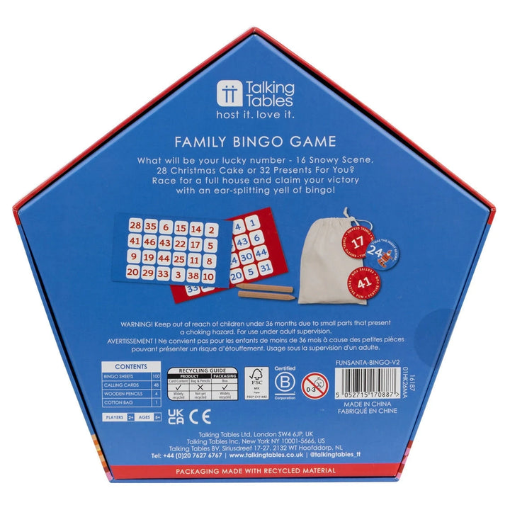Santa Family Bingo Game Activity Toy Talking Tables 