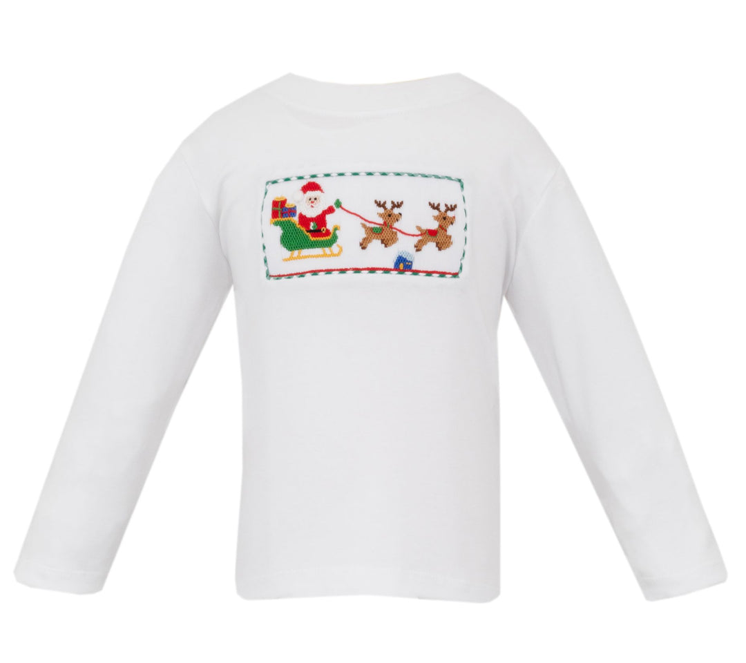 Santa Sleigh Smocked Shirt Boy Shirt Anavini 