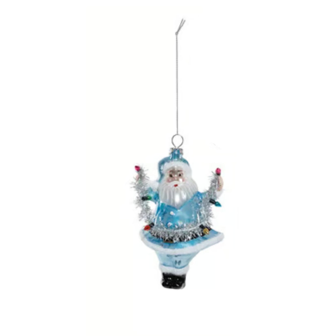 Santa with Lights Glass Ornaments Ornament Zodax Blue 
