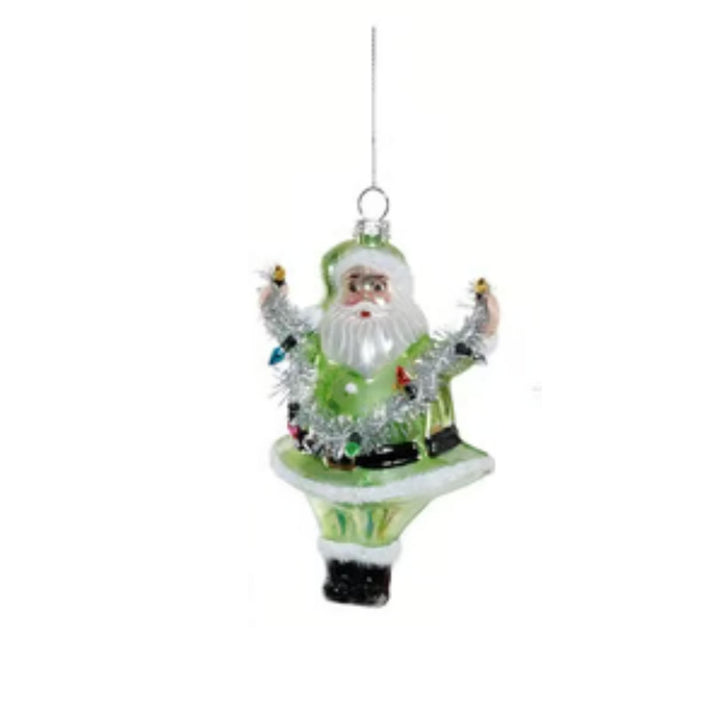Santa with Lights Glass Ornaments Ornament Zodax Green 