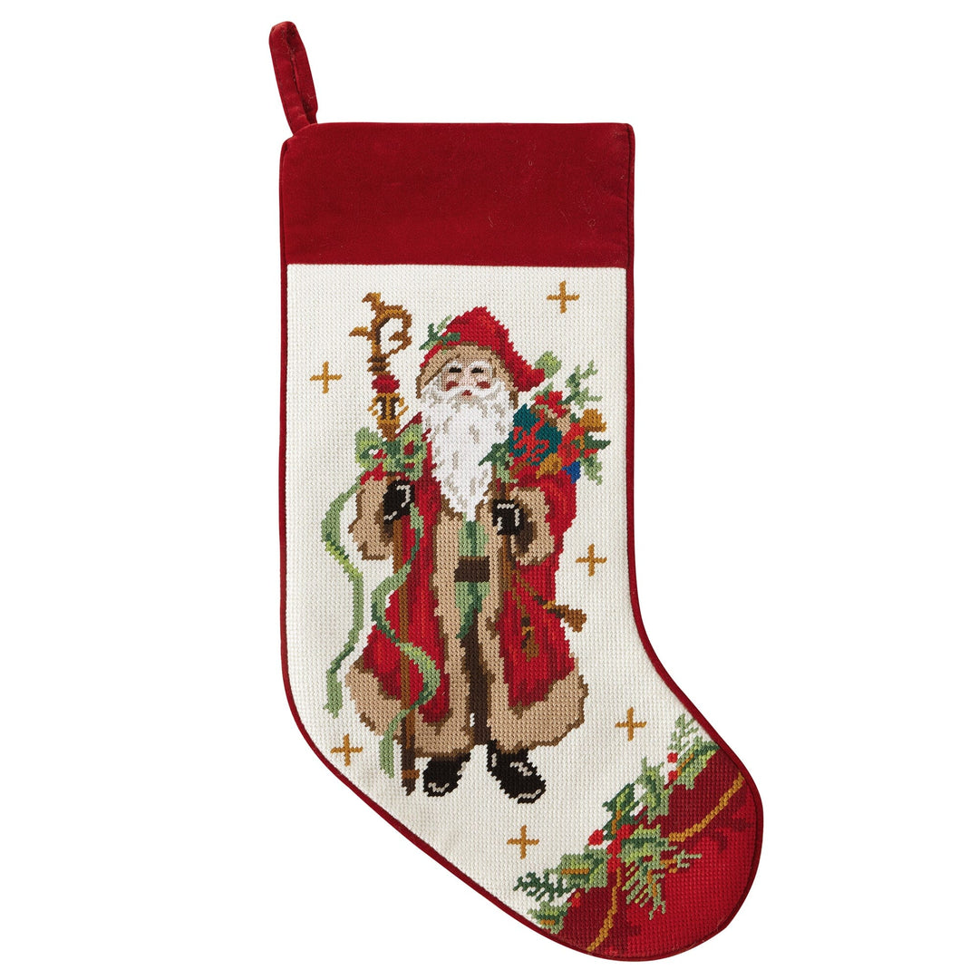 Santa with Staff Needlepoint Stocking Christmas Stocking Peking Handicraft 