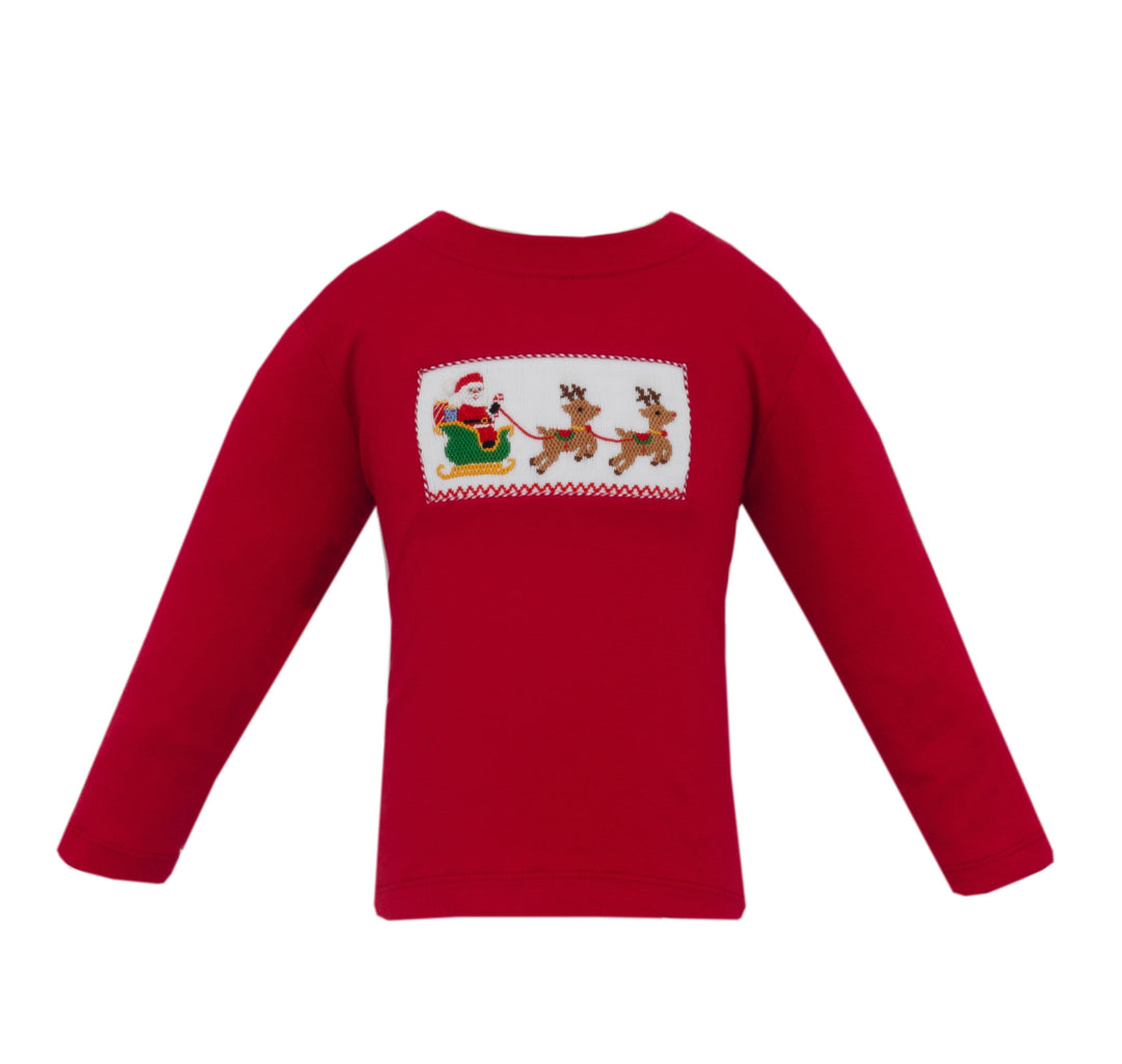 Santa's Sleigh Smocked T-Shirt Boy Shirt Anavini 