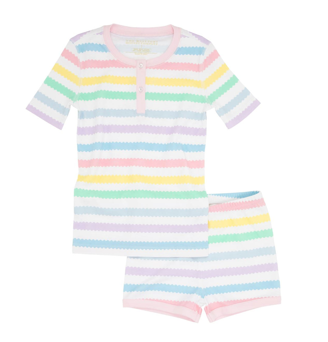 Sara Jane's Short Set - Wellington Wiggle Stripe Girl Pajamas Beaufort Bonnet 