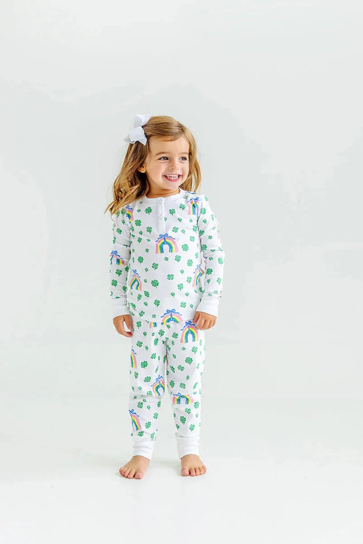 Sara Jane's Sweet Dream Set - Crescent Clover & Rainbows Girl Pajamas Beaufort Bonnet 
