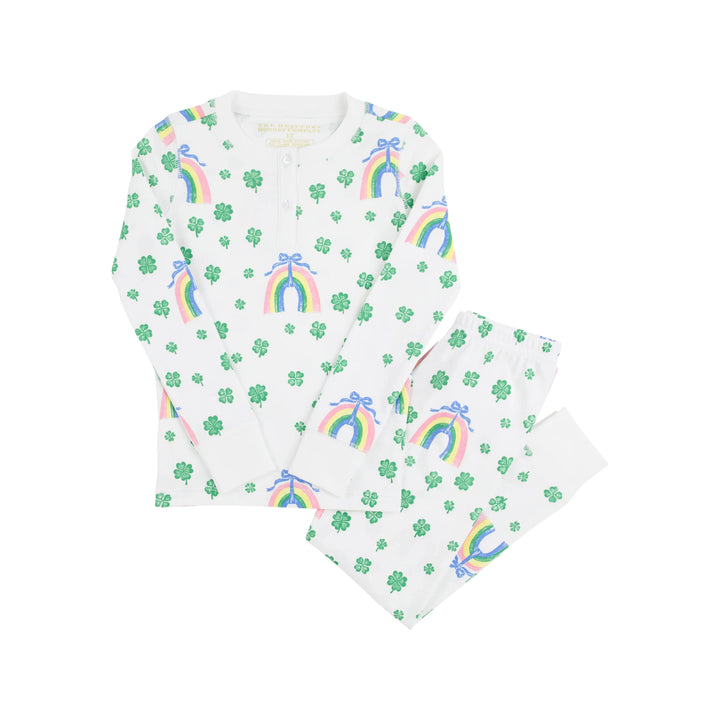 Sara Jane's Sweet Dream Set - Crescent Clover & Rainbows Girl Pajamas Beaufort Bonnet 