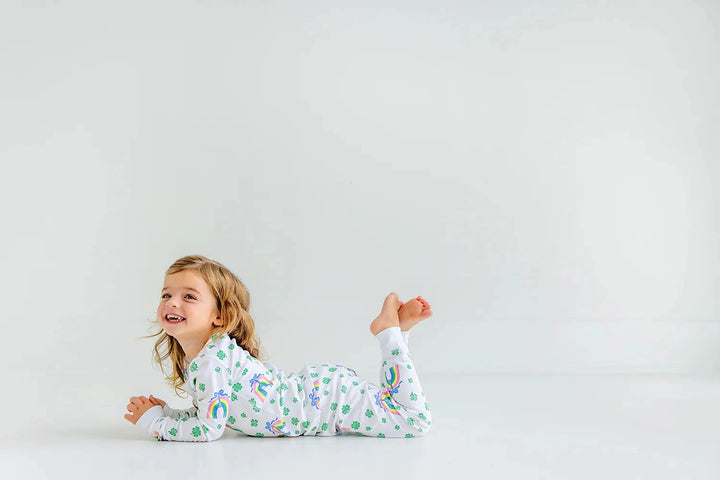 Sara Jane's Sweet Dream Set - Crescent Clover & Rainbows Girl Pajamas Beaufort Bonnet 