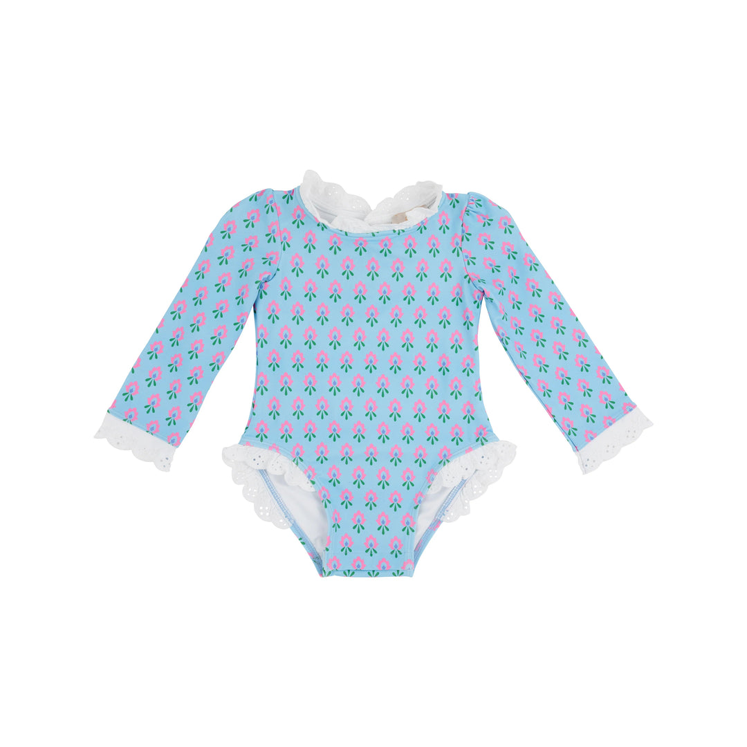 Sarasota Surf Suit - Holly Hills Hand Block Girl Bathing Suit Beaufort Bonnet 