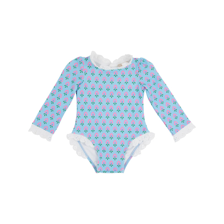 Sarasota Surf Suit - Holly Hills Hand Block Girl Bathing Suit Beaufort Bonnet 