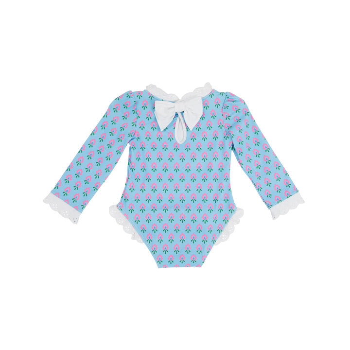 Sarasota Surf Suit - Holly Hills Hand Block Girl Bathing Suit Beaufort Bonnet 