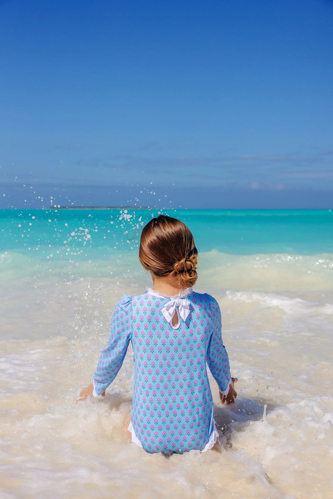 Sarasota Surf Suit - Holly Hills Hand Block Girl Bathing Suit Beaufort Bonnet 